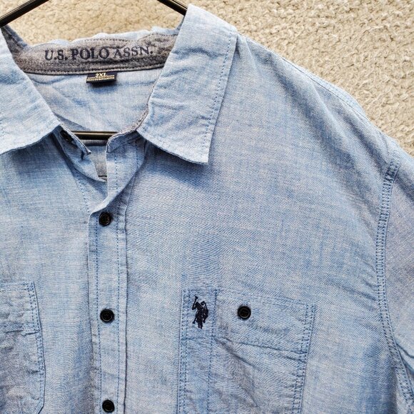 Polo Ralph Lauren Shirt Mens XXL Blue Long Sleeve Button Up Collar - Picture 2 of 8